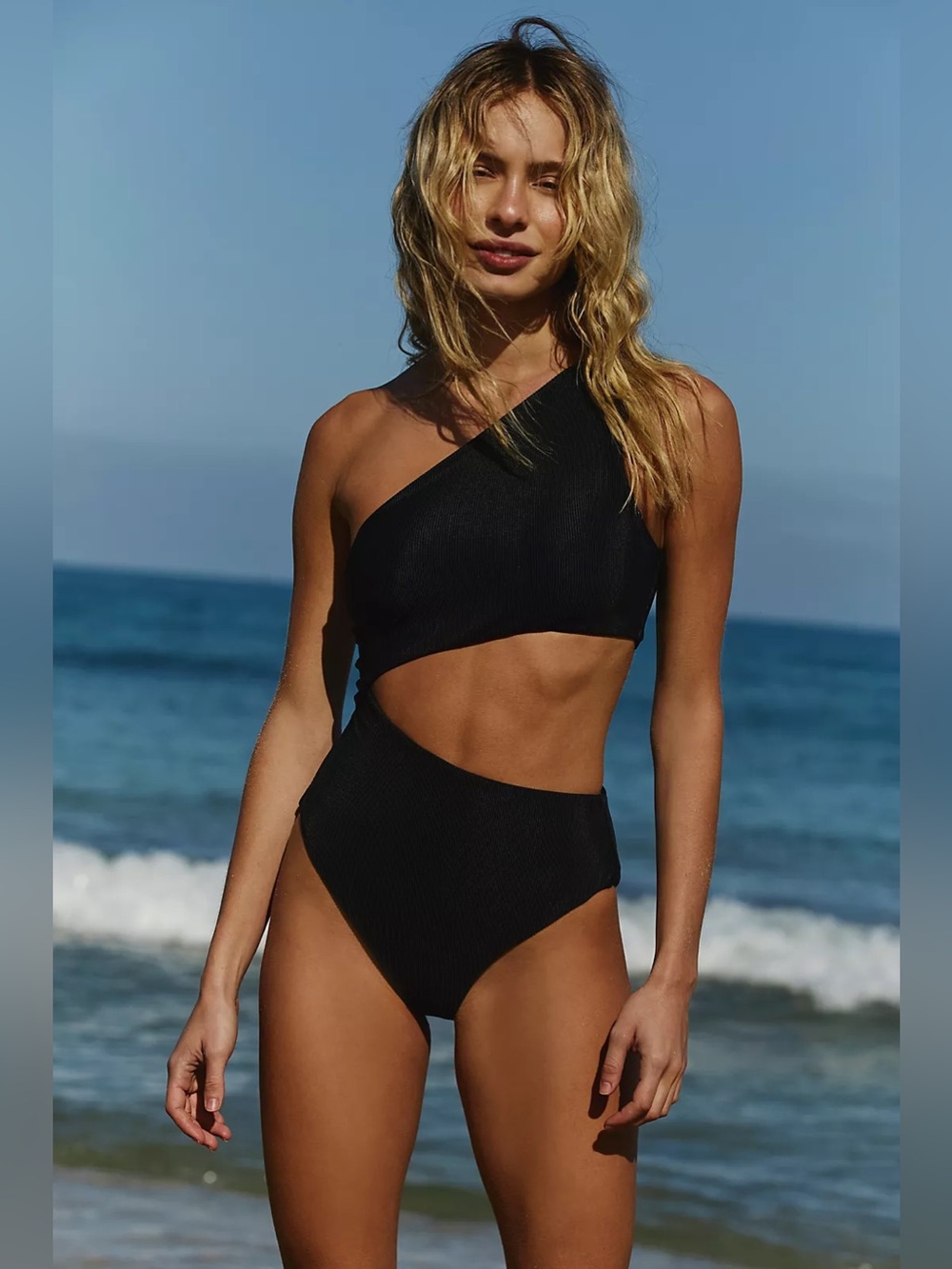 Beach Riot Celine Ribbed One-Piece Swimsuit - Black - Picture 6 of 8
